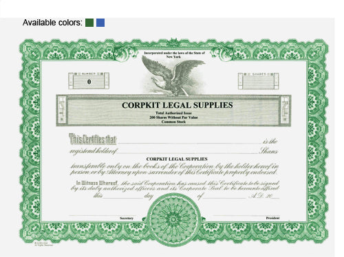 Custom Stock Certificates 1 Class Multi-Class Goes Certificates