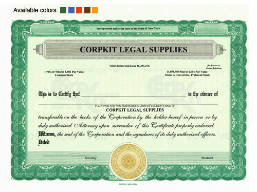 Custom Stock Certificates 2 Class Multi-Class Standard Certificates