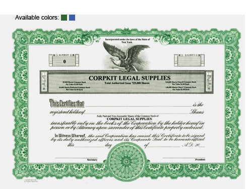 Custom Stock Certificates 4 Class Multi-Class Goes Certificates