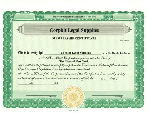 Personalize Non Profit/Not for Profit Stock Certificate