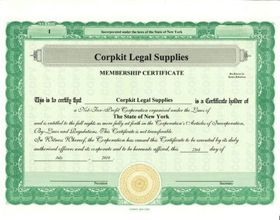 Personalize Non Profit/Not for Profit Stock Certificate