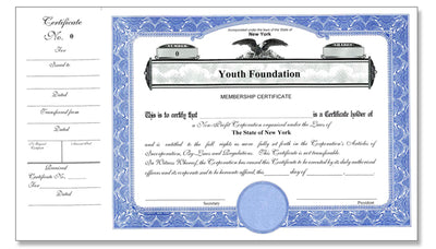Not For Profit/Non-Profit Side Stub SS2 Stock Certificates