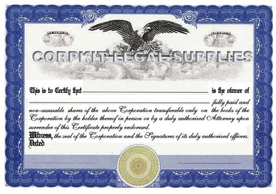 Personalize Stock Certificates Single Class Corporation