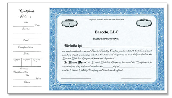 CorpKit Custom Side Stub SS4 LLC Units Certificates