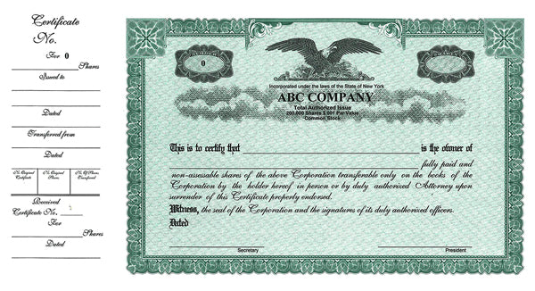 1 Class Side Stub Multi-Class Certificates