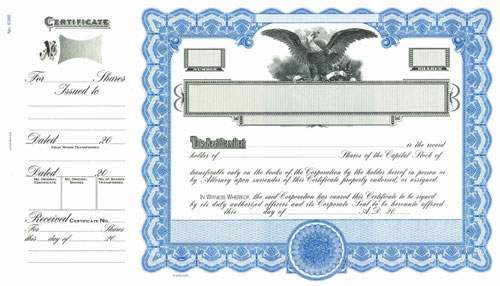 Goes 6388 Side Stub Stock Certificates