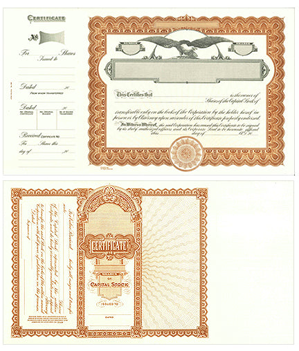 Goes 508 Side Stub Stock Certificates