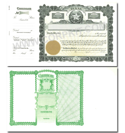 Goes 265 Side Stub Stock Certificates