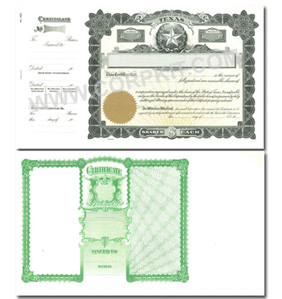 Goes 265 Side Stub Stock Certificates