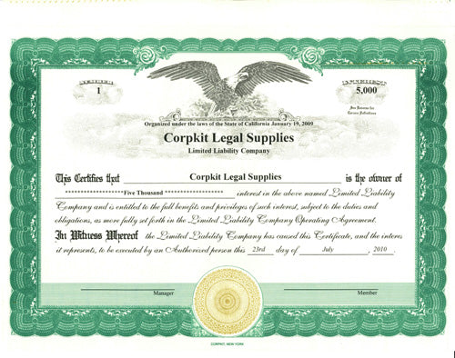 Personalize Limited Liability Certificates