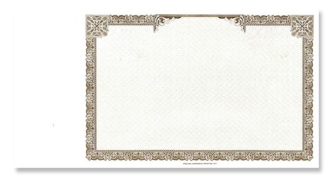 HT110-B Side Stub Blank Stock Certificates without Wording on the Back