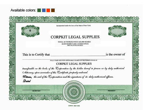 Custom Stock Certificates 1 Class Multi-Class Precise Certificates