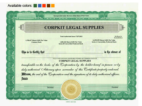 Custom Stock Certificates 3 Class Multi-Class Standard Certificates