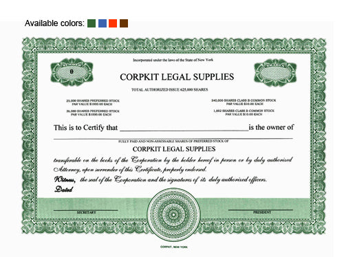 Custom Stock Certificates 4 Class Multi-Class Standard Precise Certificates
