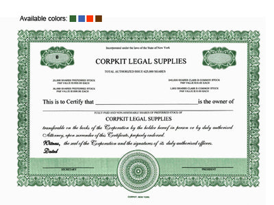 Custom Stock Certificates 4 Class Multi-Class Standard Precise Certificates