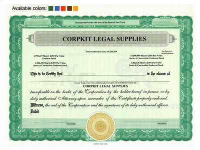 Custom Stock Certificates 4 Class Multi-Class Standard Certificates