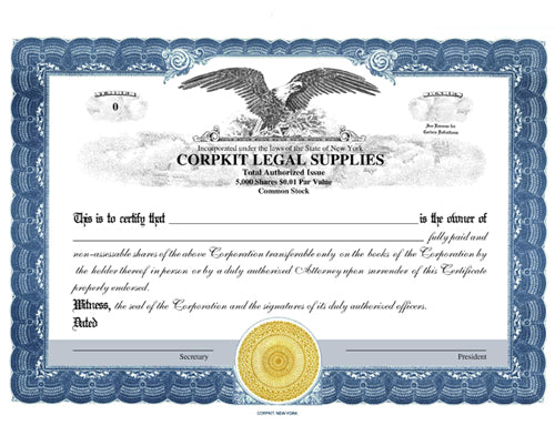 Electronic Digital Single Class Eagle Stock Certificates