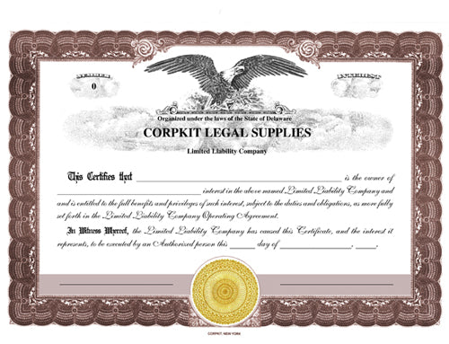 Electronic Digital Limited Liability Company Interest Certificates