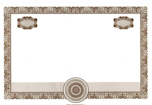 Precise Blank Stock Certificates with Wording on the back