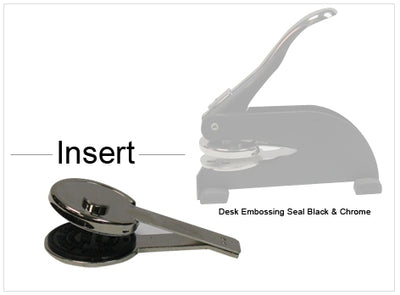 Desk Embossing Corporate Seal 1 5/8" Black & Chrome Insert