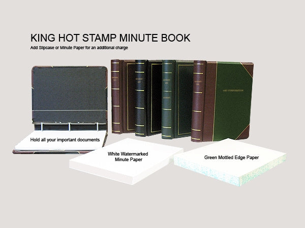 King Kit Hot Stamp Custom Minute Book Binder + Paper