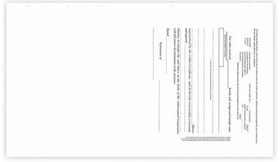 Blank Side Stub Certificates with Standard Wording on the Back SS BW5