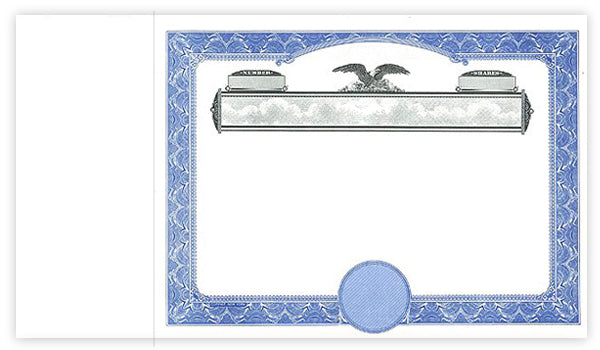 Blank Side Stub Certificates with Standard Wording on the Back SS BW2