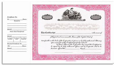 Side Stub Standard Wording Certificates SW3 for Corporation