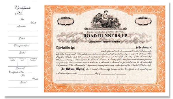 CorpKit Custom Side Stub SS3 Partnership Certificates