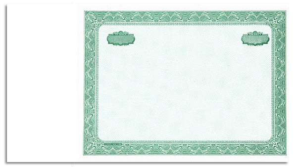 Side Stub Certificates with no wording on the Front or Back NW4 With Shares Box