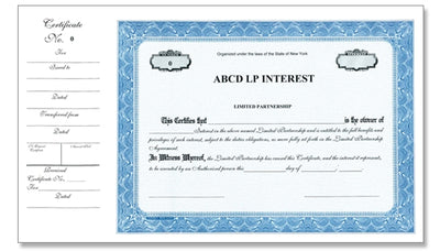 CorpKit Custom Side Stub SS4 Partnership Certificates