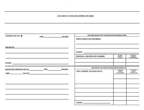 Corporate Stub Sheets