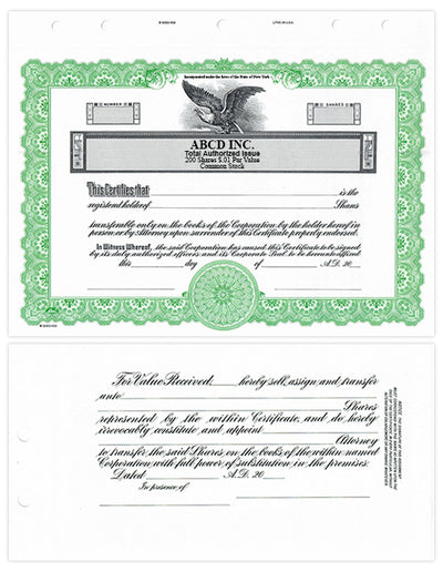 Custom Stock Certificates Goes KG Single Class Corporation