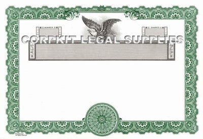 Stock Certificates Blank Goes(KG) with Standard Wording on the Back