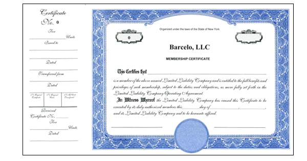 CorpKit Custom Side Stub SS5 LLC Units Certificates