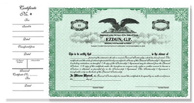 CorpKit Custom Side Stub SS1 Partnership Certificates