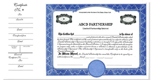 CorpKit Custom Side Stub SS5 Partnership Certificates