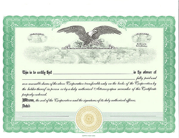 CorpKit Standard Wording Eagle Certificates
