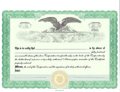 CorpKit Standard Wording Eagle Certificates