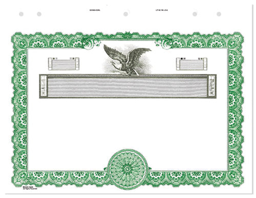 Stock Certificates Blank Goes(KG) without Wording on the Front/Back