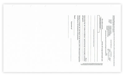 Blank Side Stub Certificates with Standard Wording on the Back SS BW3