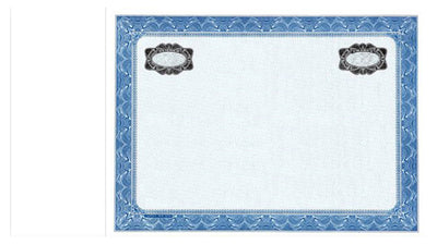 Blank Side Stub Certificates with Standard Wording on the Back SS BW4