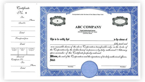 Side Stub Standard Wording Certificates SW5
