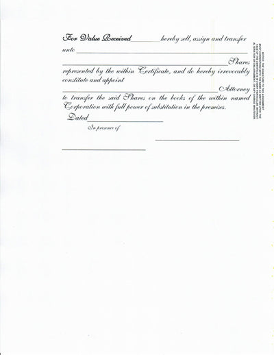Look-Alike Dwight Jackson Blank Front with Back Wording Certificates