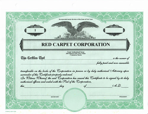 Look-Alike Dwight Jackson Custom Stock Certificates Single Class Corporation