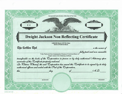 Custom Stock Certificates 2 Class Multi-Class Dwight Jackson Certificates