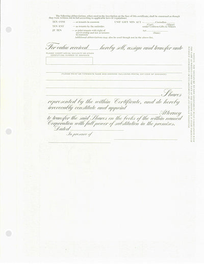 Stock Certificates Blank Eagle