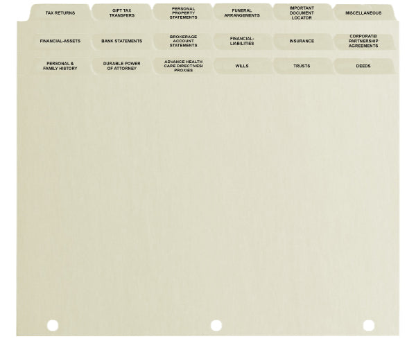 Estate Planning Index Tabs