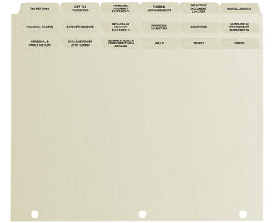 Estate Planning Index Tabs