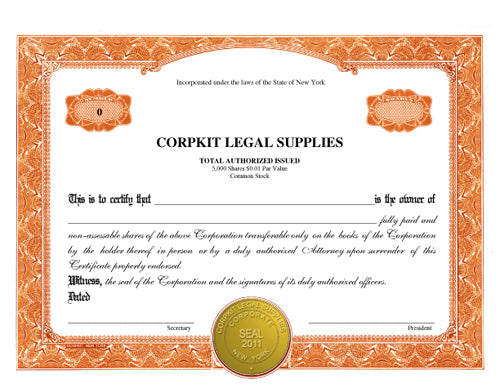 Electronic Digital Single Class Elite Stock Certificates
